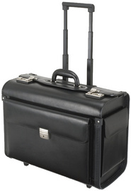 Alassio Pilotenkoffer SILVANA, Leder, schwarz, mit Trolley