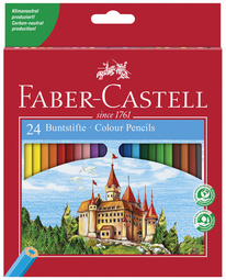 FABER-CASTELL Hexagonal-Buntstifte CASTLE, 24er Kartonetui