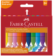 FABER-CASTELL Radierbare Kreiden JUMBO, 12er Kartonetui