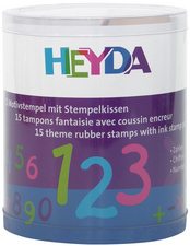 HEYDA Motivstempel-Set Zahlen, Klarsicht-Runddose