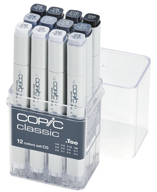 COPIC Profi Marker, 12er Grau Set CG, kalte Grautöne