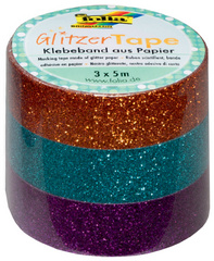 folia Deko-Klebeband Glitzer Tape, pink/gold/hellblau