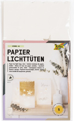 folia Lichtertüte Herzen, klein, aus Papier, weiß