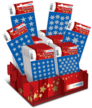 HERMA Weihnachts-Sticker DECOR Sterne Silber, im Display