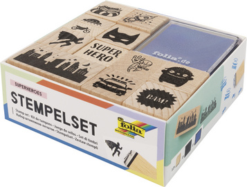 folia Motivstempel-Set Superheros, aus Holz, 14-teilig