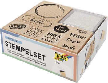 folia Motivstempel-Set Lettering, aus Holz, 12-teilig