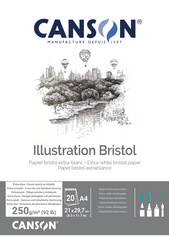 CANSON Zeichenkartonblock Bristol, DIN A4, 250 g/qm, weiß