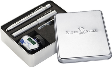 FABER-CASTELL Schreibgeräte-Set GRIP 2011, silber