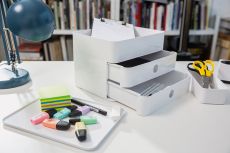 HAN SMART-BOX PLUS ALLISON – kompakte Design-Schubladenbox mit 2 Schubladen und Utensilienbox mit Deckel, snow white, 1100-12