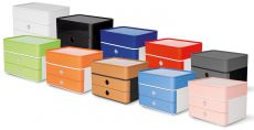 HAN SMART-BOX PLUS ALLISON – kompakte Design-Schubladenbox mit 2 Schubladen und Utensilienbox mit Deckel, apricot orange, 1100-81