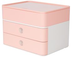 HAN SMART-BOX PLUS ALLISON – kompakte Design-Schubladenbox mit 2 Schubladen und Utensilienbox mit Deckel, flamingo rose, 1100-86