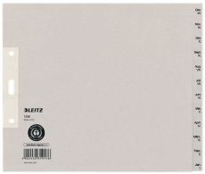 Leitz 1230 Monatsregister - Dez-Jan, Papier, A4 Überbreite, 20 cm hoch, 12 Blatt, grau