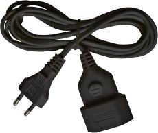 Brennenstuhl 1161790 Kunststoff-Verlängerungskabel 3m schwarz H03VVH2-F 2x0,75 Euroverlängerungskabel mit Eurostecker und Eurokupplung