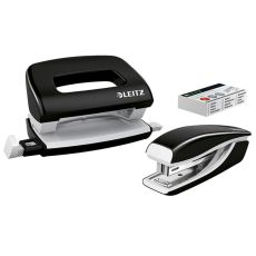 Leitz 5561 Set Mini Locher Heftgerät NeXXt WOW - schwarz metallic