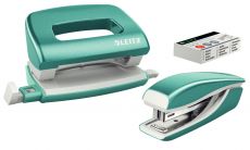 LEITZ Heftgerät- & Locher-Set Mini Nexxt WOW, eisblau