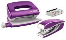 LEITZ Heftgerät- & Locher-Set Mini Nexxt WOW, violett