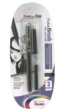 Pentel Pinselstift Pocket Brush XGFKP mit pigmentierter Tinte, nachfüllbar, variable Strichstärke, Schwarz