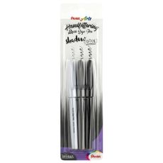 Pentel Brushpen Sign Pen Brush SES15 mit flexibler Pinselspitze, fein schreibend, Set mit 3 Schreibfarben