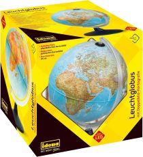 Idena 569902 - Leuchtglobus mit LED Beleuchtung und Ein- und Ausschalter, Durchmesser ca. 30 cm, physikalisches und politisches Kartenbild