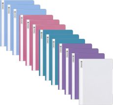 13 Brunnen Schnellhefter A4 farbig sortiert PP-Folie glasklares Deckblatt [ Pastell Edition ]