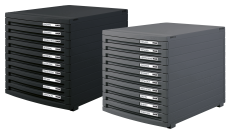 HAN Schubladenbox CONTUR – modernes und modular erweiterbares Schubladensystem, mit 10 geschlossenen Schubladen bis Format DIN B4, schwarz, 1510-13
