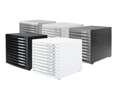 HAN Schubladenbox CONTUR – modernes und modular erweiterbares Schubladensystem, mit 10 geschlossenen Schubladen bis Format DIN B4, lichtgrau, 1510-11
