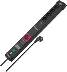 Brennenstuhl 1951150500 Steckdosenleiste Premium-Line 60.000A, 5-fach Premium-Line Steckdosenleiste 5-fach mit Überspannungsschutz und Main-Follow Funktion (Mehrfachsteckdose mit 3m Kabel und Schalter, Steckdosenleiste Wandmontage, Made in Germany)