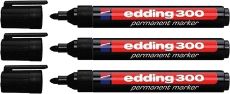 Edding 4-300001 300 Industry Permanent Marker - Rundspitze - Beschriftung von Karton, Metall, Gummi und Glas, schwarz (1,5-3 mm, 3er Pack)