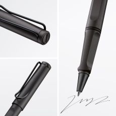 Lamy safari umbra Tintenroller – zeitlos klassicher Stift mit ergonomischem Griff & Strichbreite M - Gehäuse aus robustem ASA-Kunststoff – mit Tintenrollermine M 63 in blau