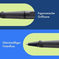 Lamy safari umbra Tintenroller – zeitlos klassicher Stift mit ergonomischem Griff & Strichbreite M - Gehäuse aus robustem ASA-Kunststoff – mit Tintenrollermine M 63 in blau