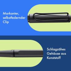 Lamy safari umbra Tintenroller – zeitlos klassicher Stift mit ergonomischem Griff & Strichbreite M - Gehäuse aus robustem ASA-Kunststoff – mit Tintenrollermine M 63 in blau