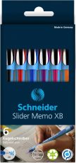 Schneider 150296 Slider Memo XB Kugelschreiber (mit Kappe, Strichstärke: XB) 6er Etui sortiert