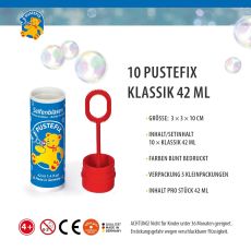 PUSTEFIX Seifenblasen Set I 10 x Klassik 42ml I Bunte Rainbow Bubbles Made in Germany I Seifenblasen für Hochzeit, Kindergeburtstag, Standesamt, Polterabend I 10 x 42 ml Vorteilspack