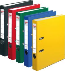 Herlitz Ordner maX.file protect (A4, 5 cm, mit Einsteckrückenschild) Grundfarben | Schwarz, Rot, Grün, Blau und Gelb