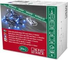 Konstsmide 1491-407 20er LED Globelichterkette mit blauen Dioden für den Innenbereich - 6h Timer,  Batteriebetrieb
