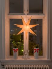 Konstsmide 2982-138 Weihnachtsstern Glühlampe, LED Gelb bestickt, mit ausgestanzten Motiven, mit Schalter