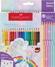 FABER-CASTELL 201543 - Buntstifte Set Einhorn, 24-teilig, bruchsicher, inkl. 6 Sparkle Pastellstifte und Einhorn Sticker