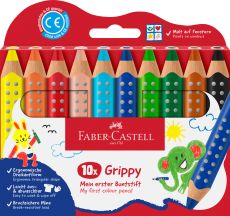 FABER-CASTELL 110624 - Buntstifte Set Grippy, 10 Malstifte für Kleinkinder ab 2 Jahren, 3in1 Stifte Set