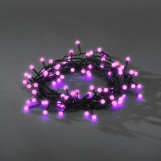 Konstsmide 3691-457 LED Globelichterkette, runde Dioden, 80 purpurfarbene Dioden, 24V Außentrafo, schwarzes Kabel