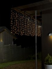 Konstsmide 3675-103 - LED Lichtervorhang, mit 400 warmweißen Dioden, 24V Außentrafo, transparentes Kabel