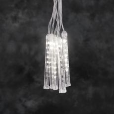 LED Leuchtstäbe Konstsmide 2760-103 - Lichtervorhang, 6 Stäbe, funkelnder Schneeeffekt, 60 warmweiße Dioden, batteriebetrieben, bis zu 130h, transparentes Kabel