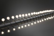 Konstsmide 3680-107 - LED Globelichterkette, kleine & große runde Dioden, 80 warm weiße Dioden, 24V Außentrafo, schwarzes Kabel