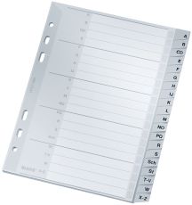 Leitz 1265 Register - A - Z, PP, A5 Überbreite, 165 x 210 mm, 20 Blatt, grau