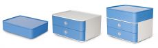 HAN SMART-BOX PLUS ALLISON – kompakte Design-Schubladenbox mit 2 Schubladen und Utensilienbox mit Deckel, sky blue, 1100-84