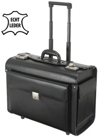 Alassio Pilotenkoffer 'SILVANA', Leder, schwarz, mit Trolley