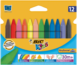 BIC Dreikant-Wachsmalkreide Plastidecor Triangle, 12er Etui