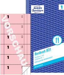 AVERY Zweckform Formularbuch 'Bonbuch', 105 x 198 mm, blau