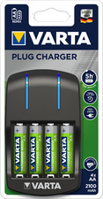 VARTA Ladegerät Plug Charger, mit 4 x AA Akkus 2.100 mAh