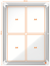 nobo Schaukasten, Metall-Rückwand, Außenbereich, 4 x DIN A4