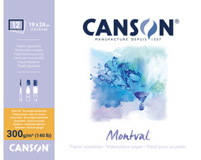 CANSON Aquarellblock 'Montval', 400 x 500 mm, 12 Blatt